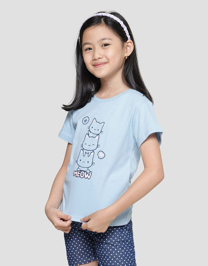 Little m Cat Meow Kaos Anak Perempuan