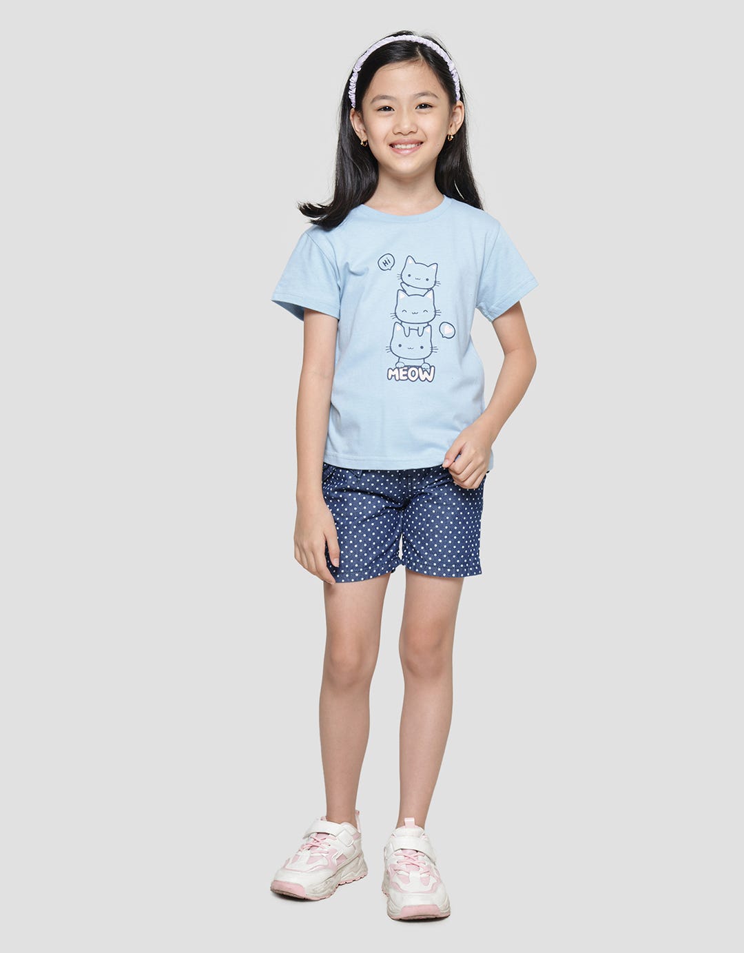Little m Cat Meow Kaos Anak Perempuan