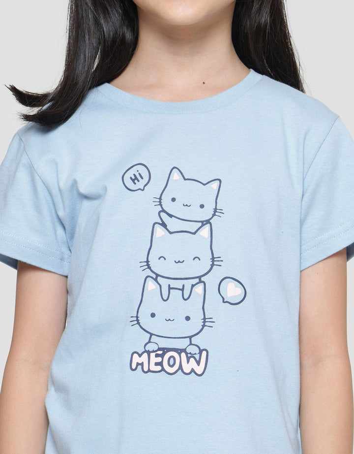 Little m Cat Meow Kaos Anak Perempuan