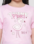 Little M Flamingo Think Pink Kaos Lengan Pendek Anak Perempuan