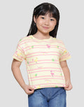 Little M Flamingo Stripe Kaos Lengan Pendek Anak Perempuan