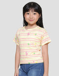 Little M Flamingo Stripe Kaos Lengan Pendek Anak Perempuan