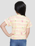Little M Flamingo Stripe Kaos Lengan Pendek Anak Perempuan