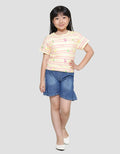 Little M Flamingo Stripe Kaos Lengan Pendek Anak Perempuan