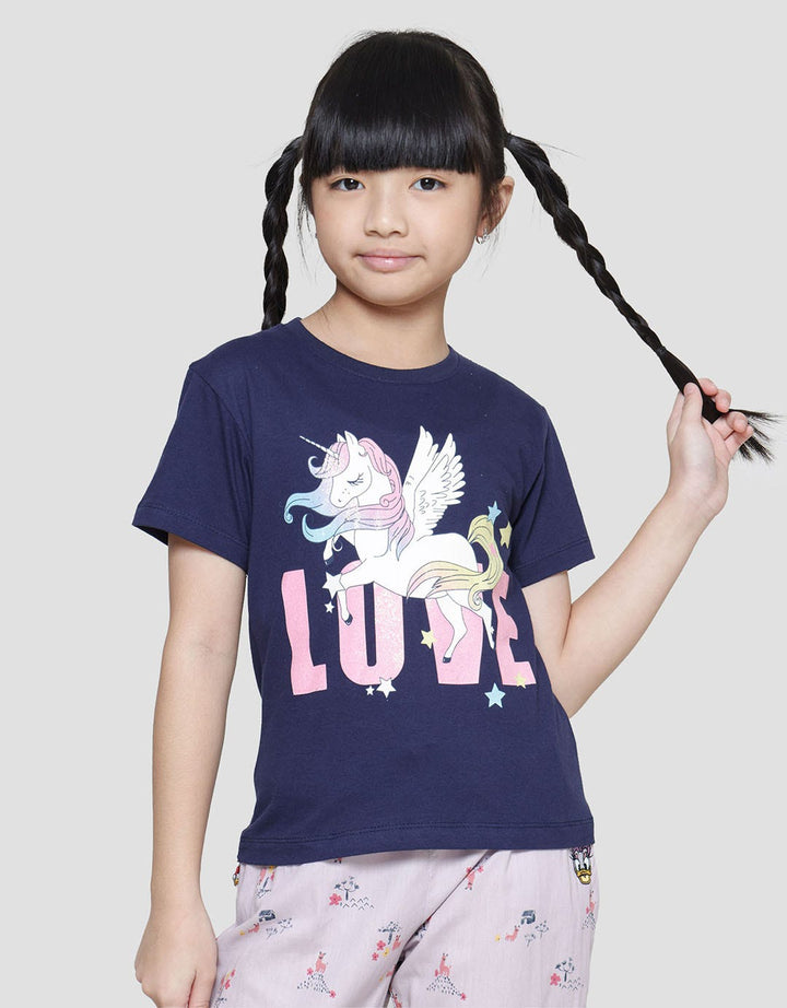 Little M Unicorn Love Kiuni Kaos Lengan Pendek Anak Perempuan