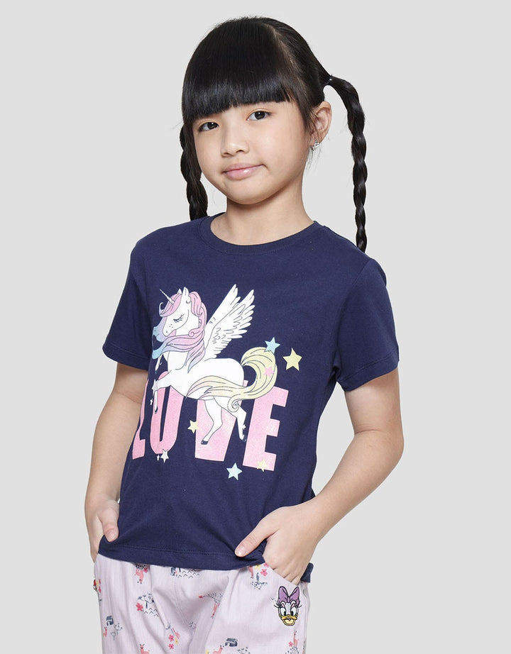 Little M Unicorn Love Kiuni Kaos Lengan Pendek Anak Perempuan