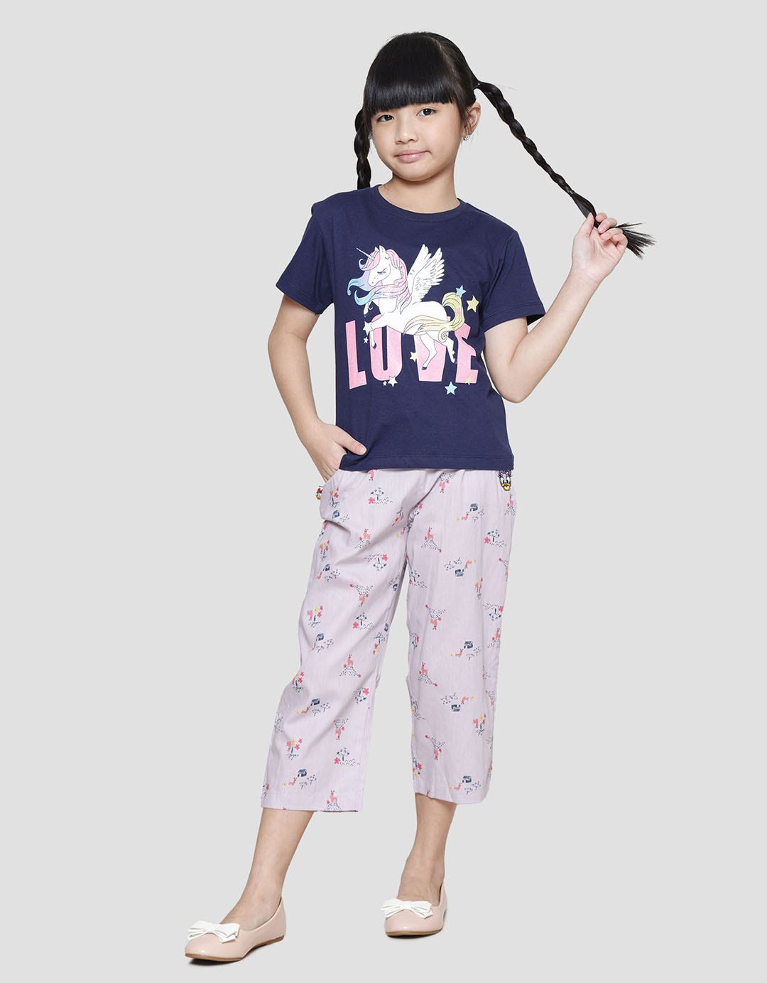 Little M Unicorn Love Kiuni Kaos Lengan Pendek Anak Perempuan
