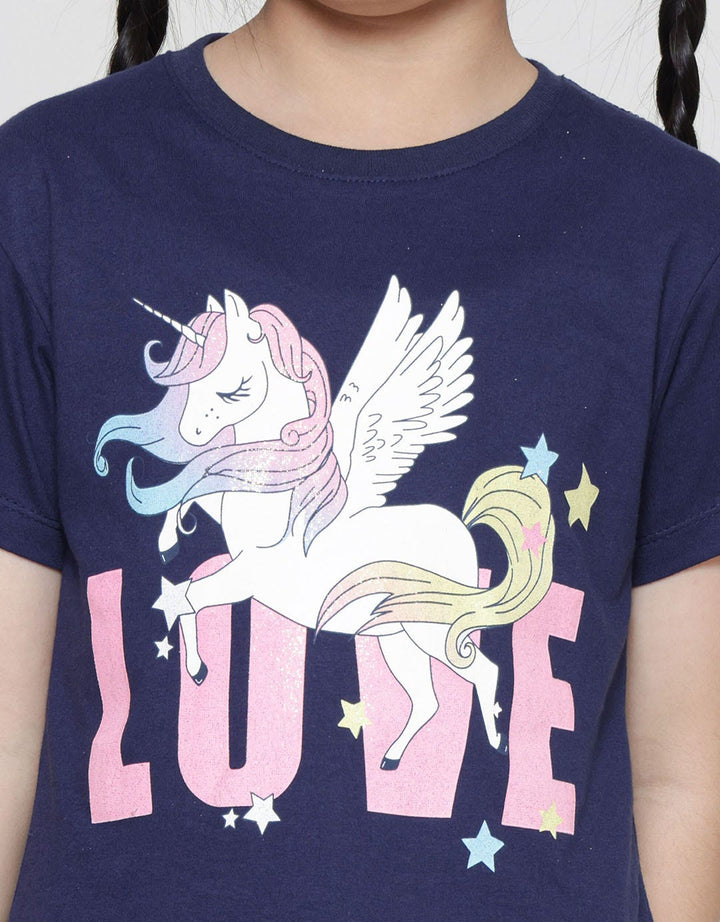 Little M Unicorn Love Kiuni Kaos Lengan Pendek Anak Perempuan