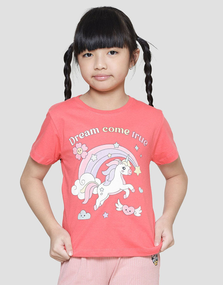 Little M Unicorn Dream Come True Kaos Lengan Pendek Anak Perempuan