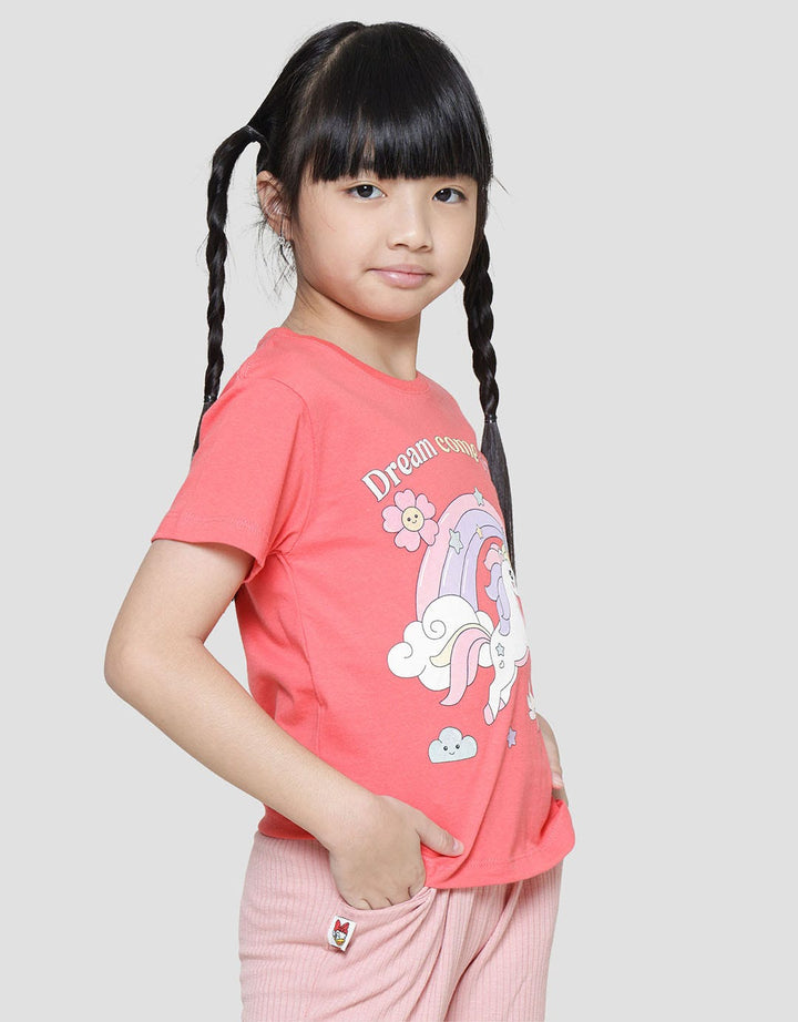 Little M Unicorn Dream Come True Kaos Lengan Pendek Anak Perempuan