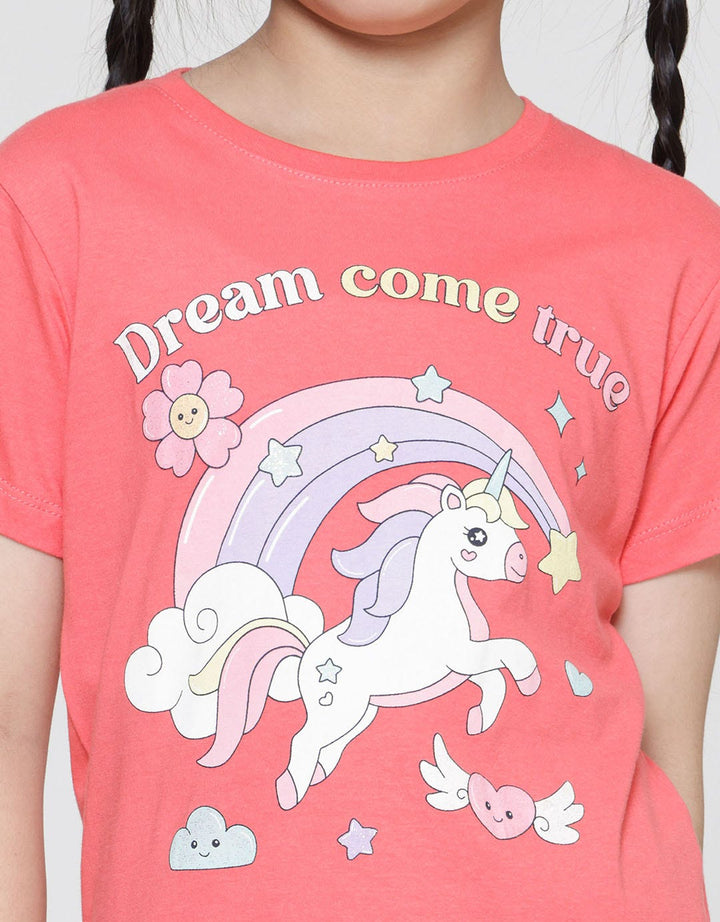 Little M Unicorn Dream Come True Kaos Lengan Pendek Anak Perempuan