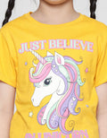 Little M Just Believe In Unicorn Print Kaos Lengan Pendek Anak Perempuan