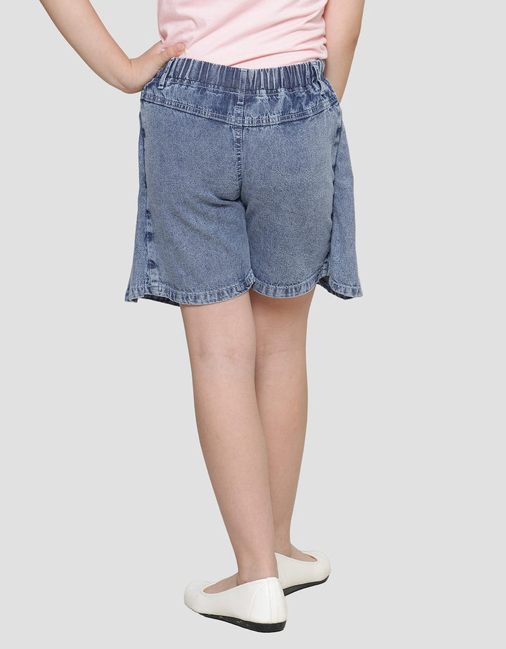 Little M Denim Pleated Acid Wash Girls Skirt Pants