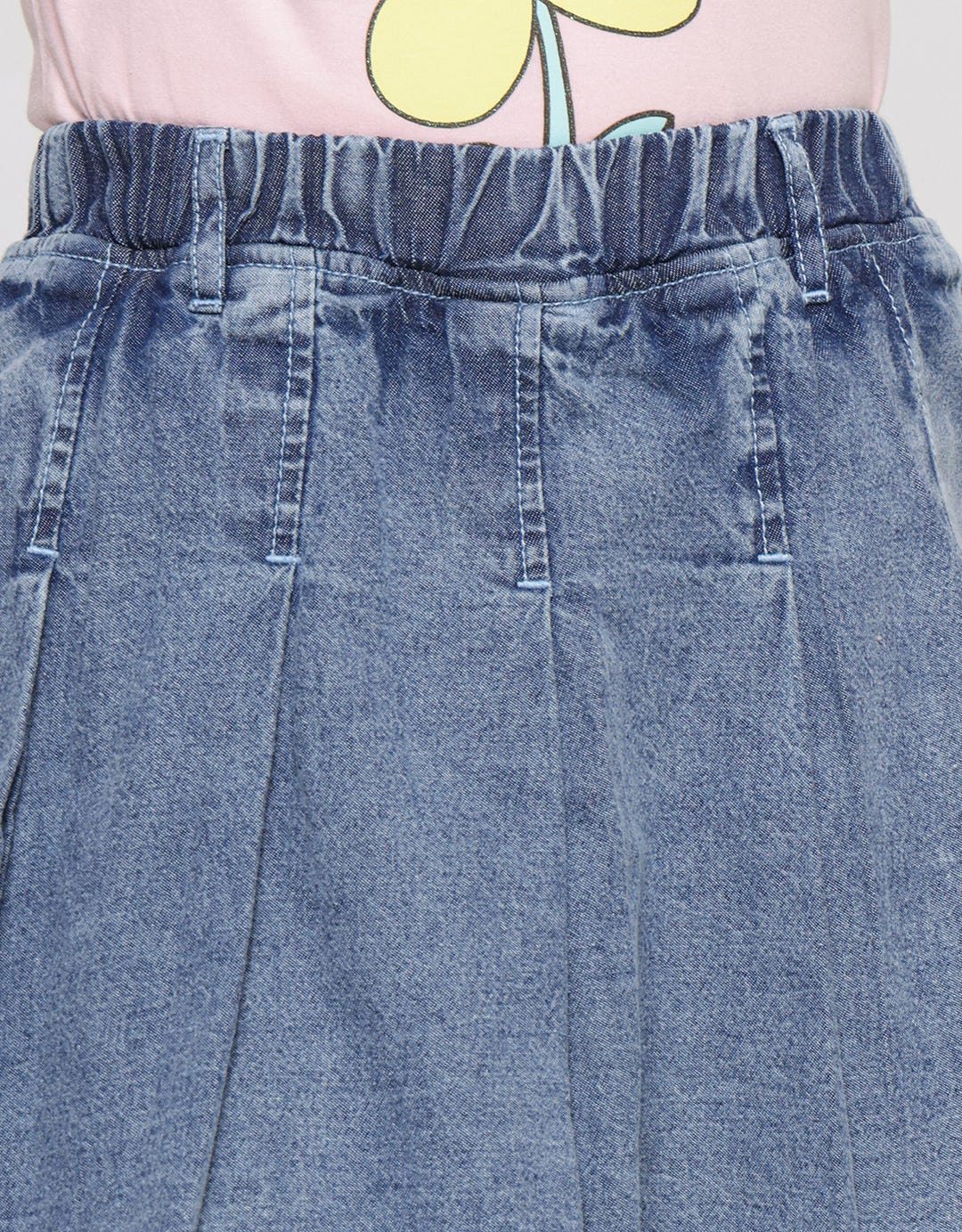 Little M Denim Pleated Acid Wash Girls Skirt Pants