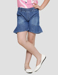 Little M Pleated Pockets Girls Denim Shorts