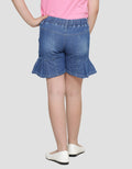 Little M Pleated Pockets Girls Denim Shorts