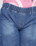 Little M Pleated Pockets Girls Denim Shorts