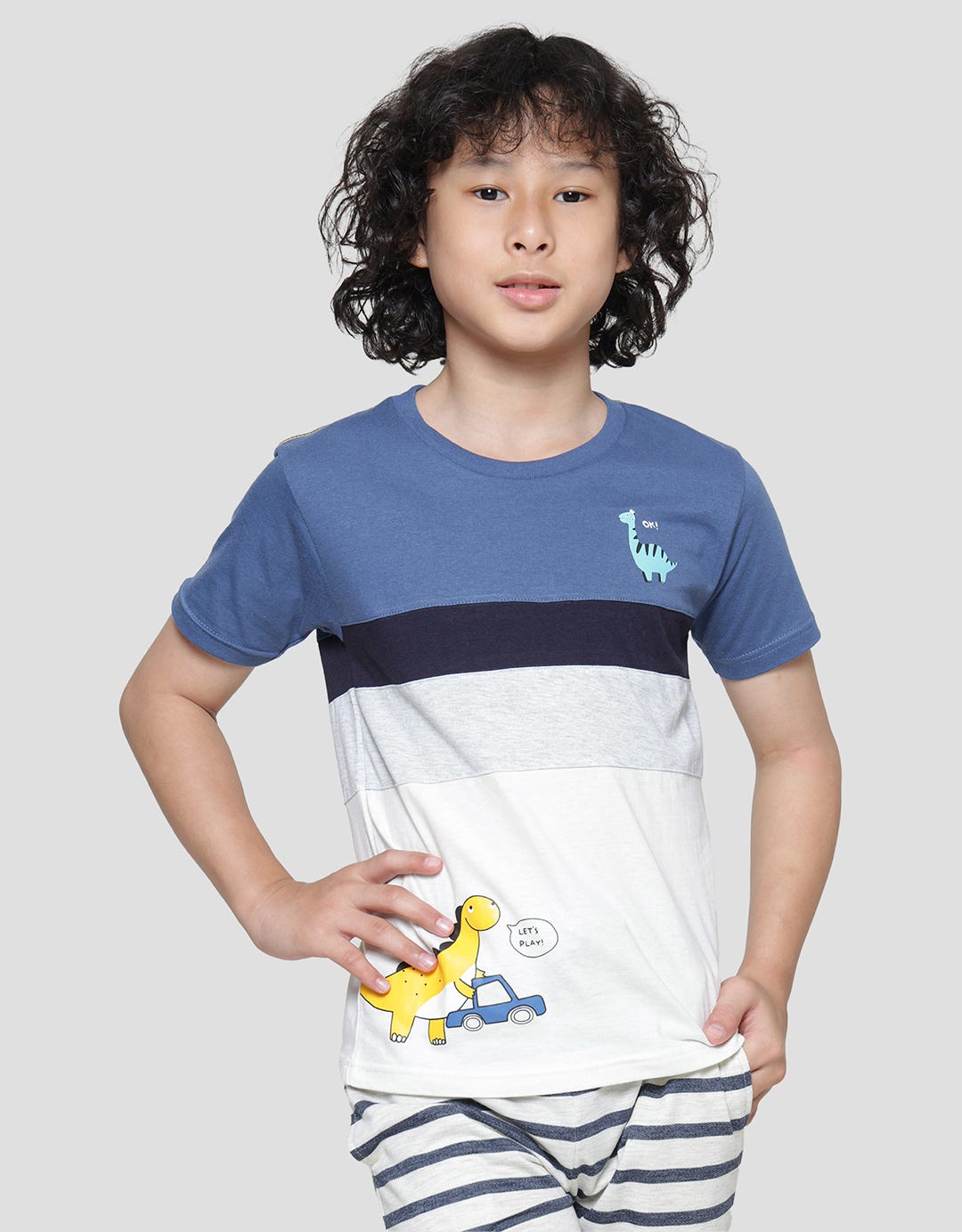 Little M Cut N Sewn Sablon Dino Kaos Lengan Pendek Anak Laki-Laki