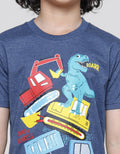 Little M Dino Vehicle Print T-Shirt for Boys