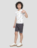 Little M Print Dino Stripe Boys Short Sleeve T-Shirt