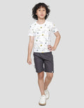 Little M Print Dino Stripe Boys Short Sleeve T-Shirt