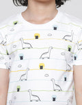 Little M Print Dino Stripe Boys Short Sleeve T-Shirt