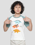 Little M Raglan Dino Aplikasi Kaos Lengan Pendek Anak Laki-Laki