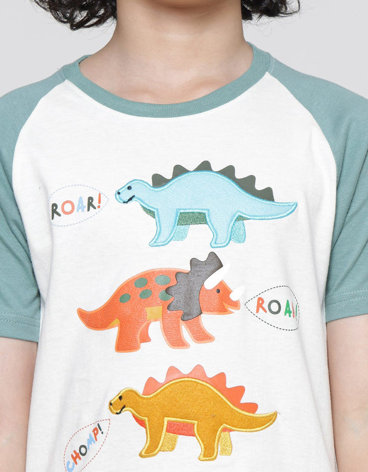 Little M Raglan Dino Boys Short Sleeve T-Shirt Application