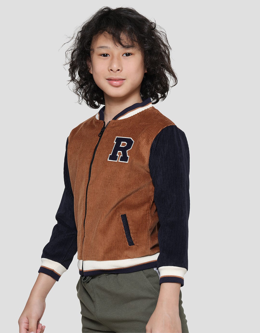 Little M Cordorouy Aplikasi Jaket Anak Laki-Laki