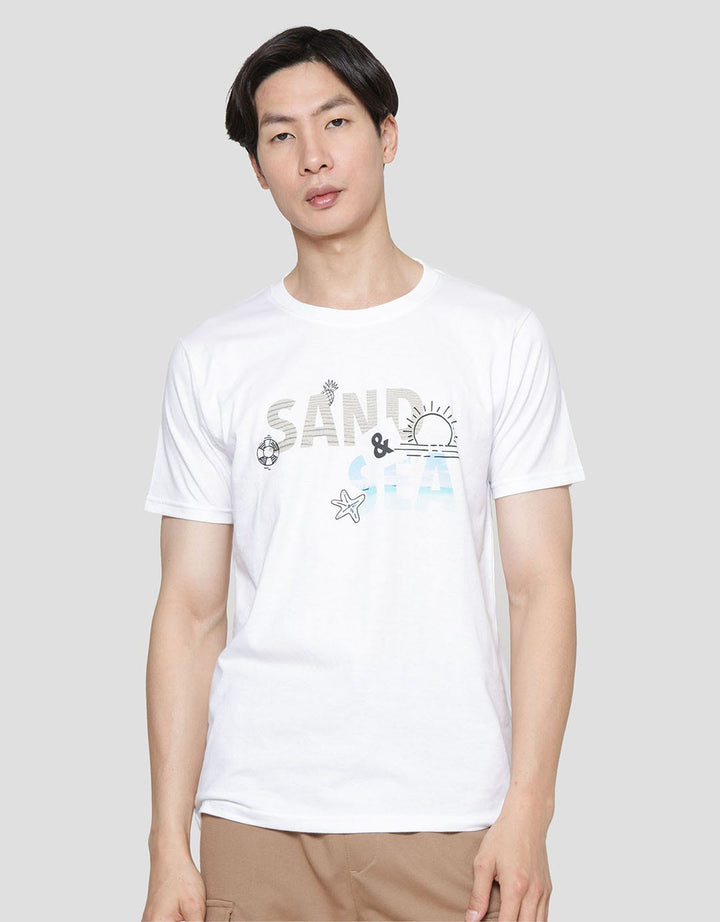 T Zone Photoprint Sand And Sea Kaos Lengan Pendek Pria