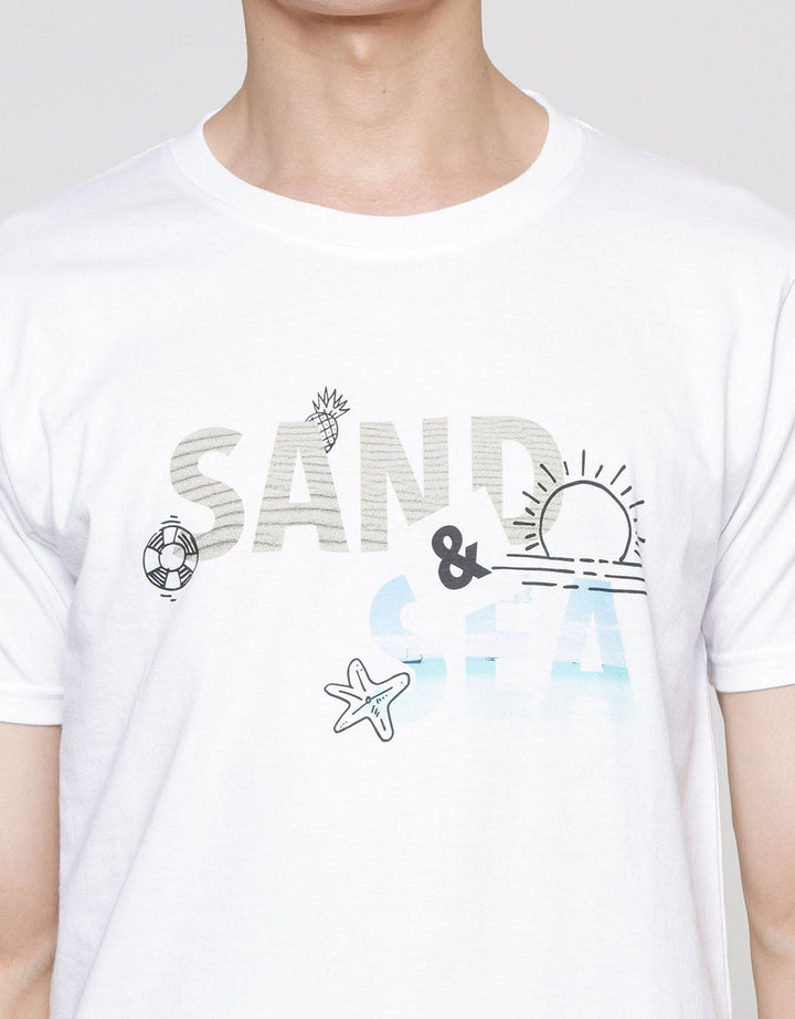 T Zone Photoprint Sand And Sea Kaos Lengan Pendek Pria