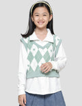 Nevada Cropped Diamond Look Alike With Collar Girls Sweater