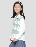 Nevada Cropped Diamond Look Alike With Collar Girls Sweater