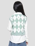 Nevada Cropped Diamond Look Alike With Collar Girls Sweater
