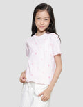 Nevada Rib Knit Fullprint Love Kaos Lengan Pendek Anak Perempuan