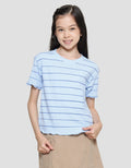 Nevada Rib Knit Fullprint Stripes Girls Short Sleeve T-Shirt