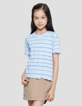 Nevada Rib Knit Fullprint Stripes Girls Short Sleeve T-Shirt