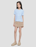 Nevada Rib Knit Fullprint Stripes Girls Short Sleeve T-Shirt