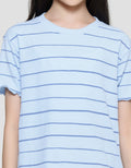 Nevada Rib Knit Fullprint Stripes Girls Short Sleeve T-Shirt
