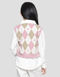 Nevada Cropped Diamond Love With Collar Sweater Anak Perempuan
