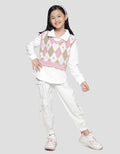 Nevada Cropped Diamond Love With Collar Sweater Anak Perempuan