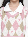 Nevada Cropped Diamond Love With Collar Sweater Anak Perempuan