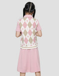 Nevada Knit Collar With Upper Contrast Diamond Midi Dress Anak Perempuan