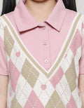 Nevada Knit Collar With Upper Contrast Diamond Midi Dress Anak Perempuan