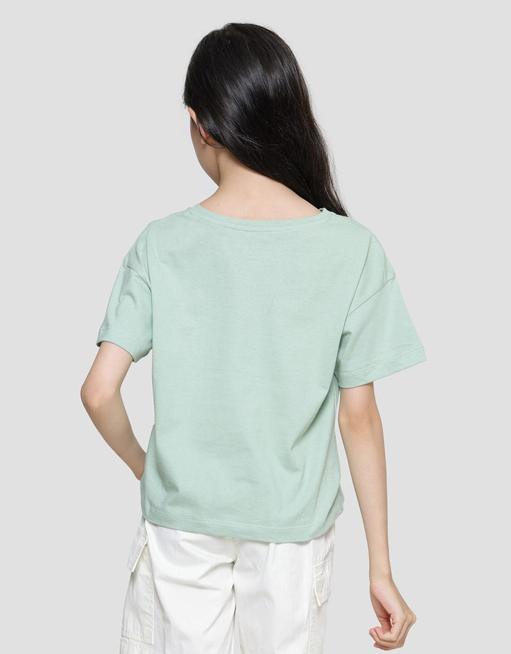 Nevada Boxy Cropped Print Paris Kaos Anak Perempuan