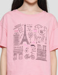 Nevada Boxy Cropped Print ParisKaos Lengan Pendek Anak Perempuan