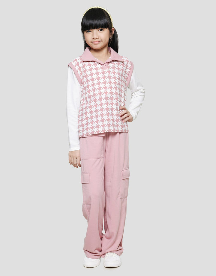 Nevada Knit Houndstooth Checks With Collar Girls Sweater