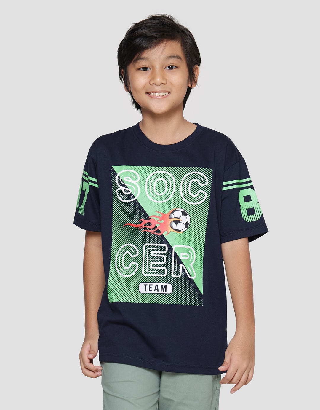 Aero Soccer Team Print Kaos Lengan Pendek Anak Laki-laki