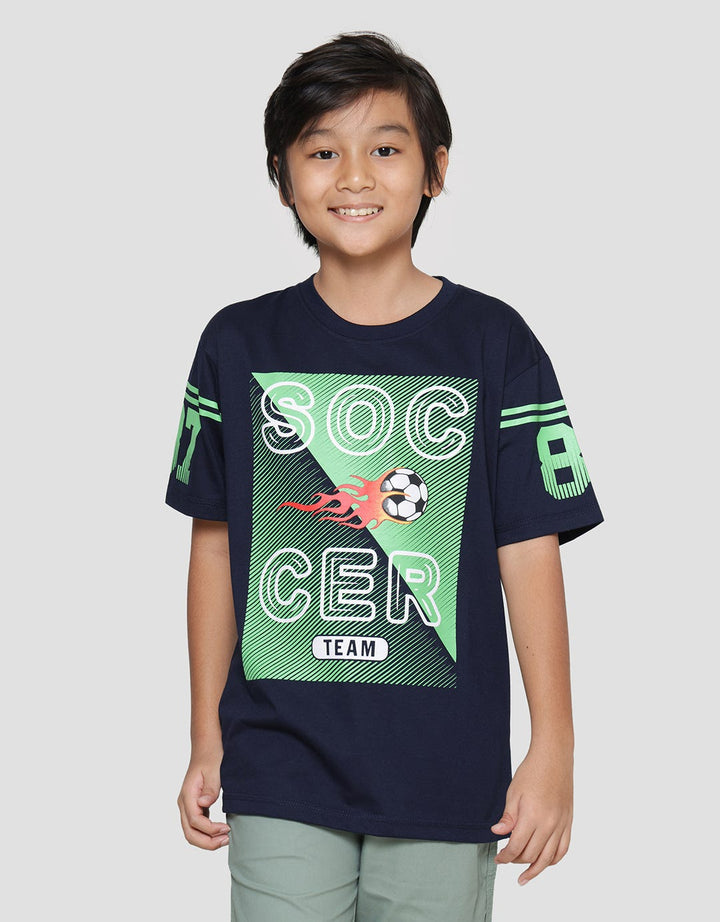Aero Soccer Team Print Kaos Lengan Pendek Anak Laki-laki