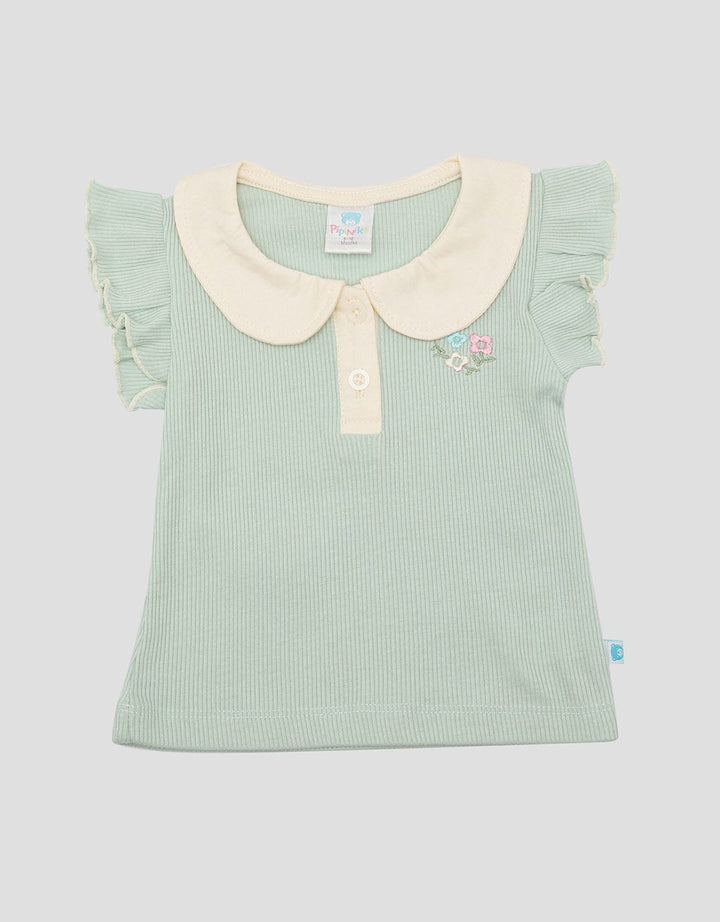 Pipiniko Flower Collar Kaos Anak Perempuan